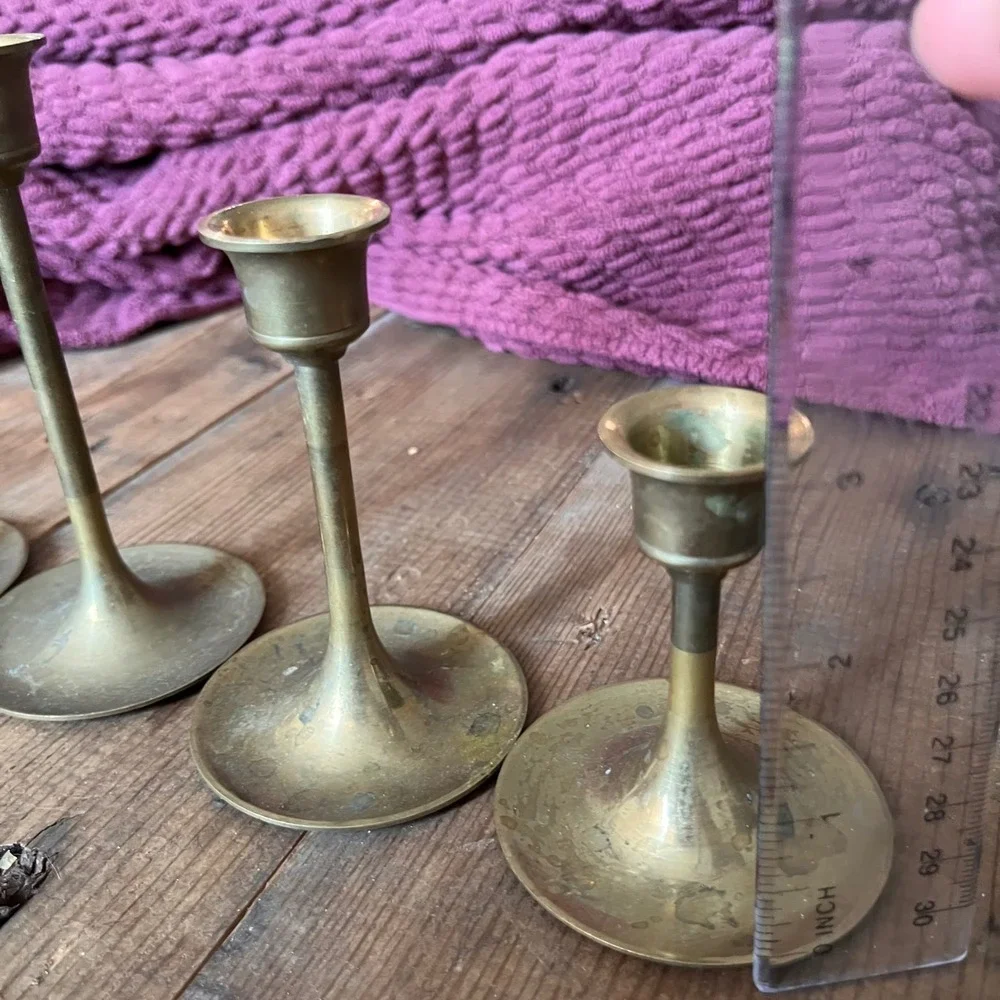 Vintage Graduated Brass Candlesticks Set of 7 Ascending Height Taper Holders